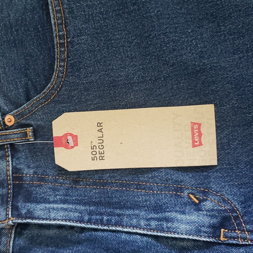 Men's Levis 505 Regular Blue Jeans 36x32